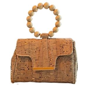 Chic Bamboo Clutch Crossbody Bag Bamboo Bead Handle Gold Chain